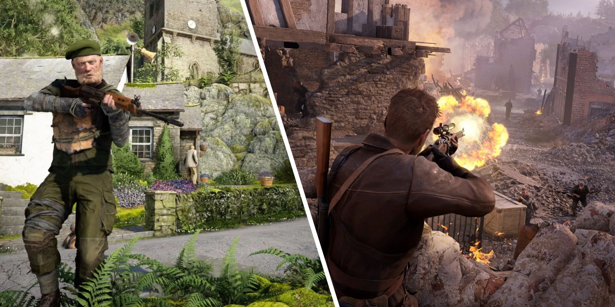 So sánh phong cách chiến đấu Atomfall và Sniper Elite qua hình ảnh gameplay