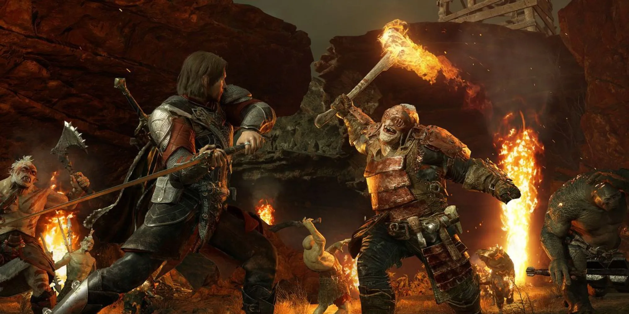 Talion chuẩn bị chiến đấu với Orc trong Middle-Earth Shadow of War