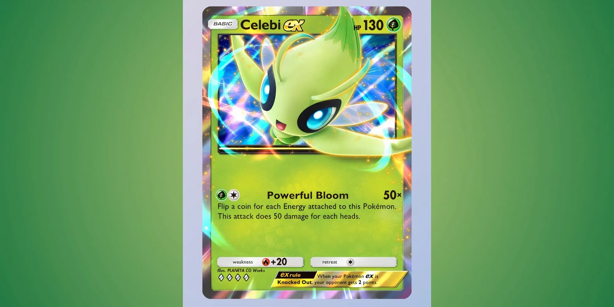 Thẻ bài Celebi EX hệ Cỏ trong game Pokemon TCG Pocket