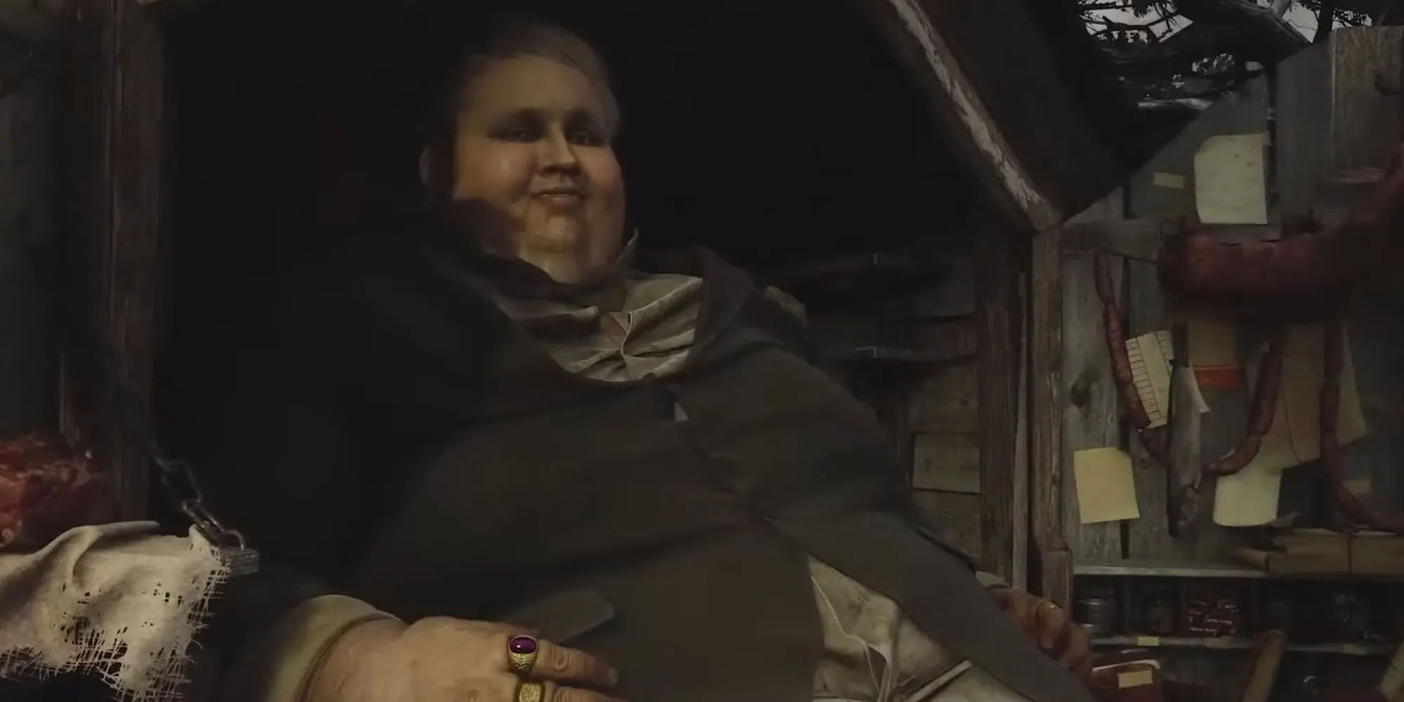 The Duke - gã thương nhân béo tốt bụng trong Resident Evil Village bên cỗ xe ngựa đầy ắp hàng hóa