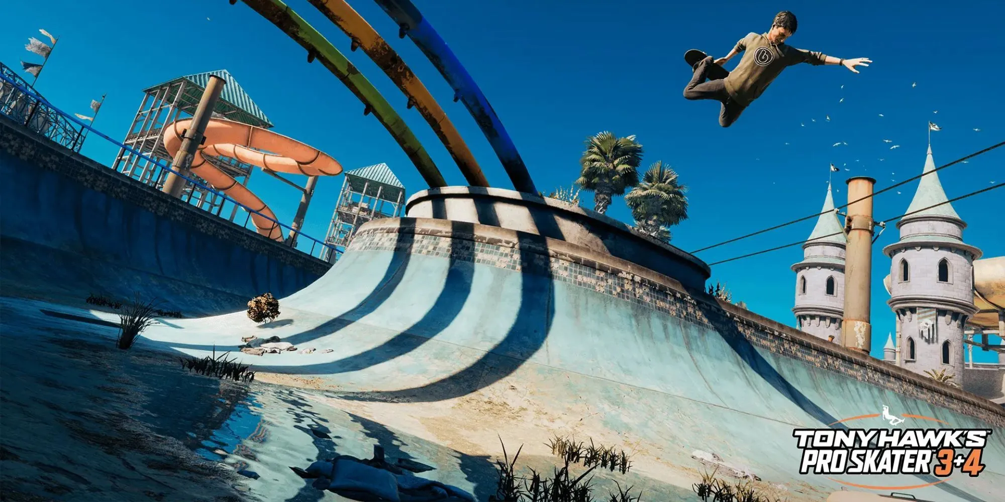 Tony Hawk thực hiện kỹ thuật trượt ván trong game THPS 3+4 Remaster