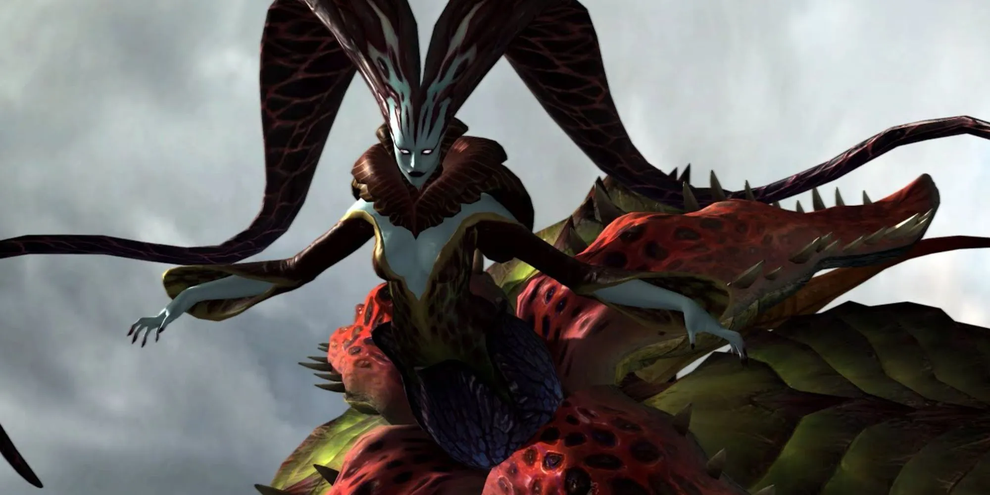 Trùm Echidna trong Devil May Cry 4 tấn công Nero bằng dây leo và trứng quái vật