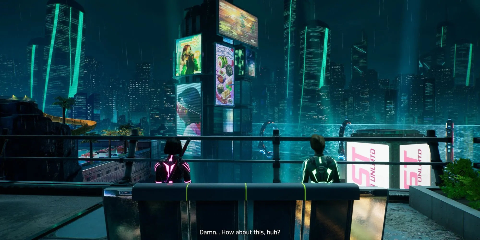 Vị trí ghế băng đầu tiên trong chương Neon Revenge của Split Fiction