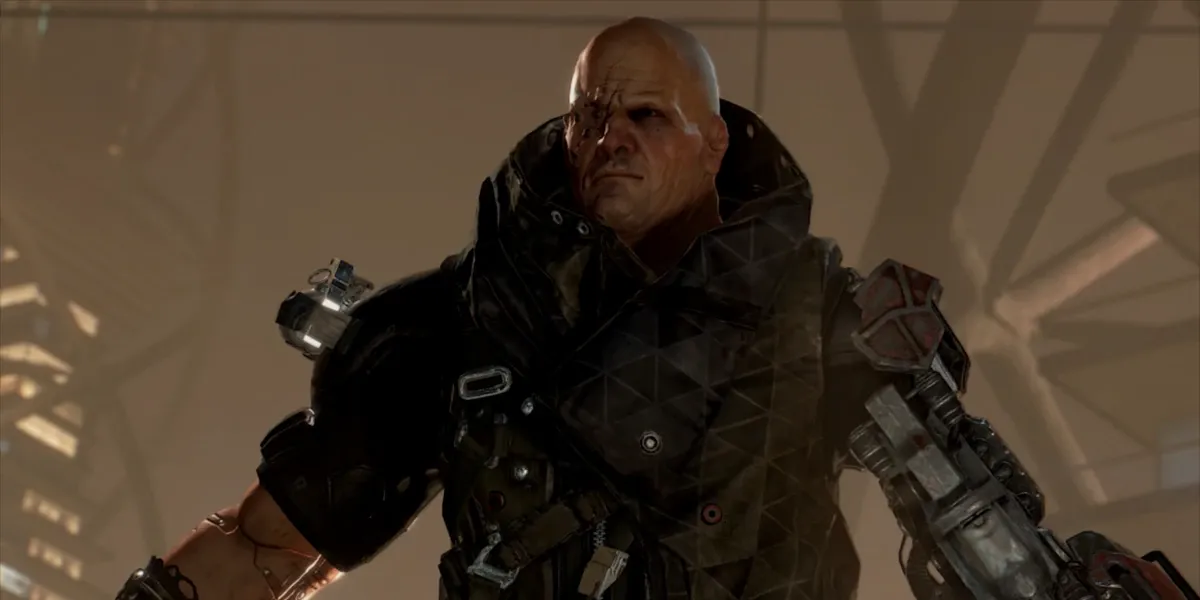 Viktor Marchenko phản diện chính trong Deus Ex Mankind Divided với trang bị máy móc