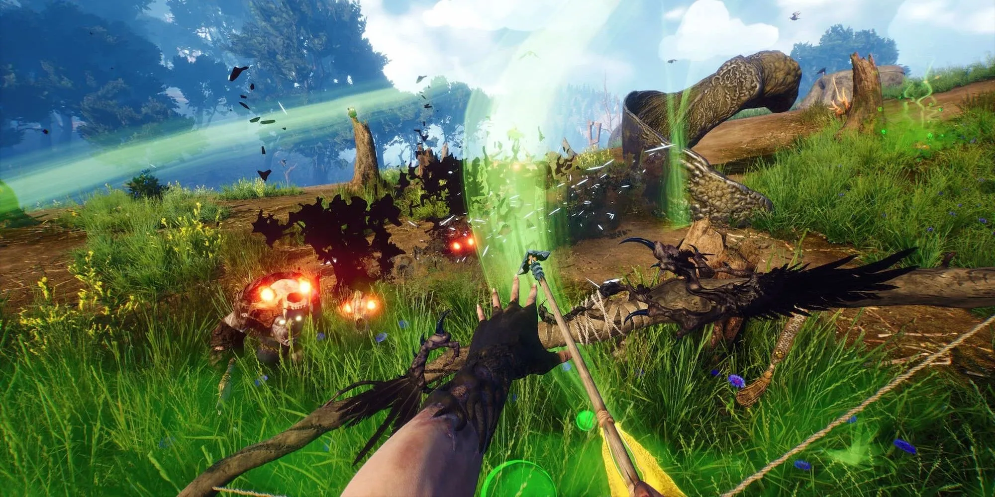 Yaga trẻ tuổi bắn cung trong khu rừng thần thoại Slavic game Blacktail