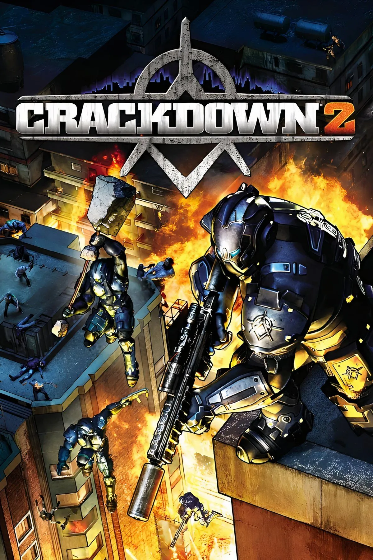 Ảnh bìa game Crackdown 2 thể hiện đặc vụ siêu năng lực