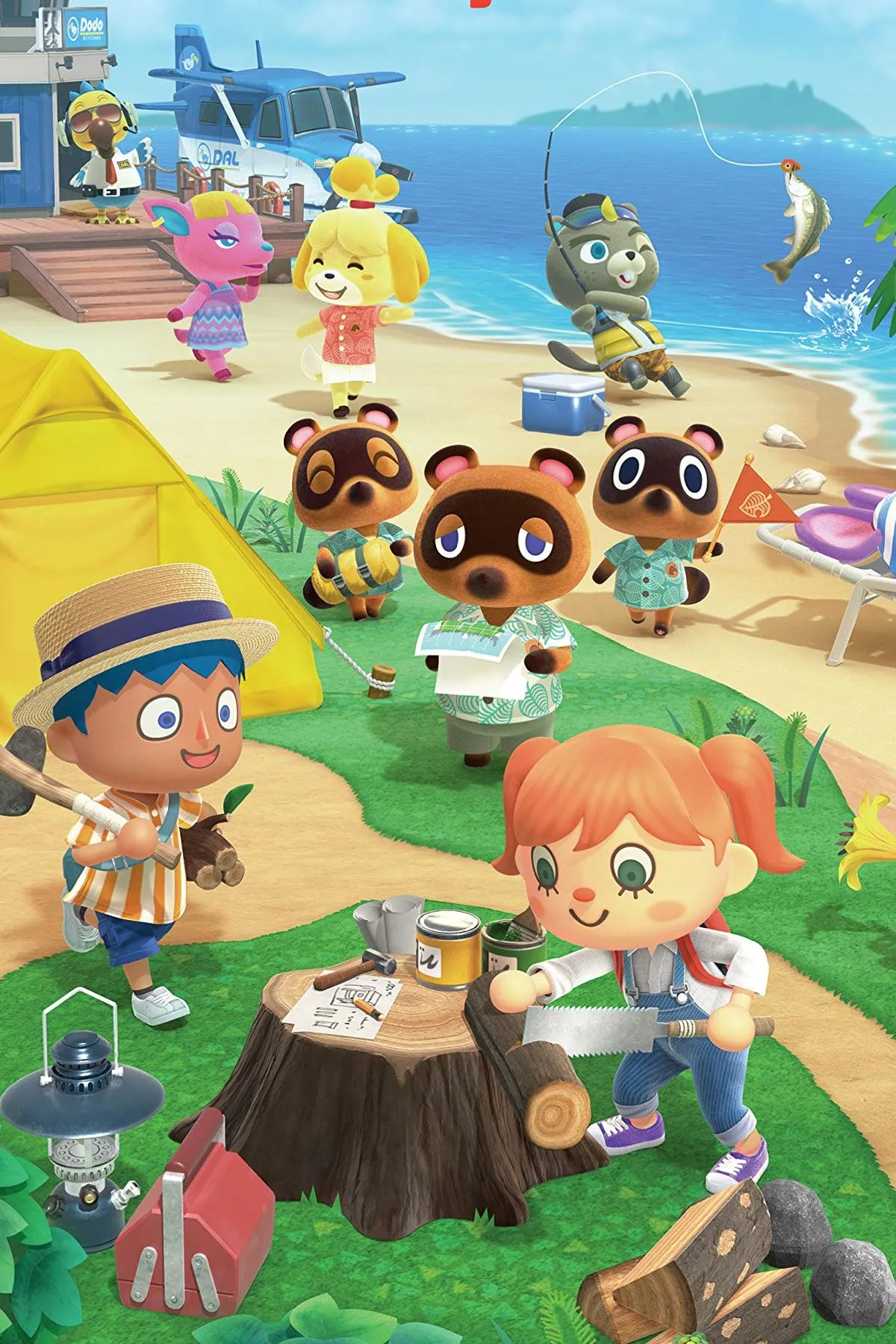 Bìa game Animal Crossing New Horizons với các cư dân trên đảo