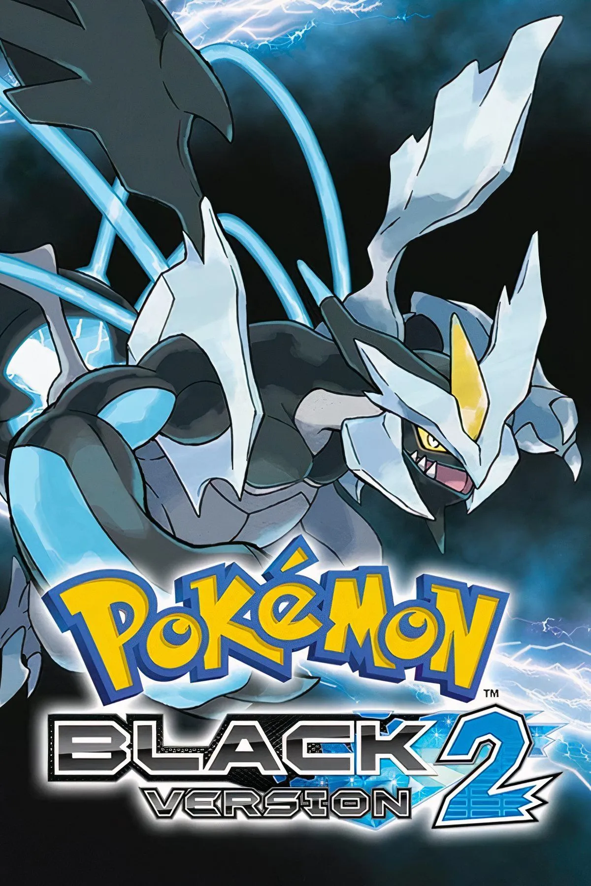 Bìa game Pokemon Black 2 với các Pokemon huyền thoại nổi bật