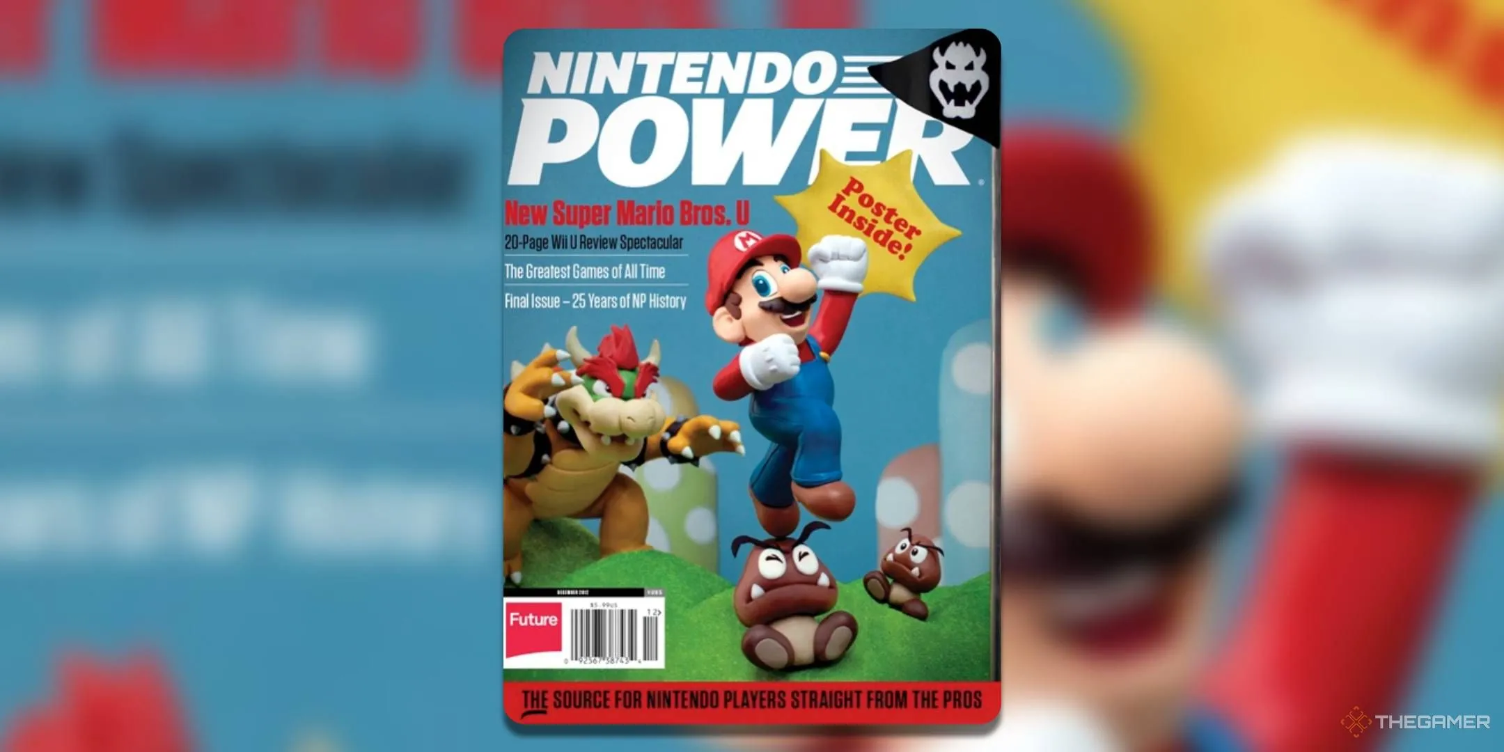 Bìa số cuối cùng của tạp chí Nintendo Power (Vol 285) với Mario và các nhân vật New Super Mario Bros U.