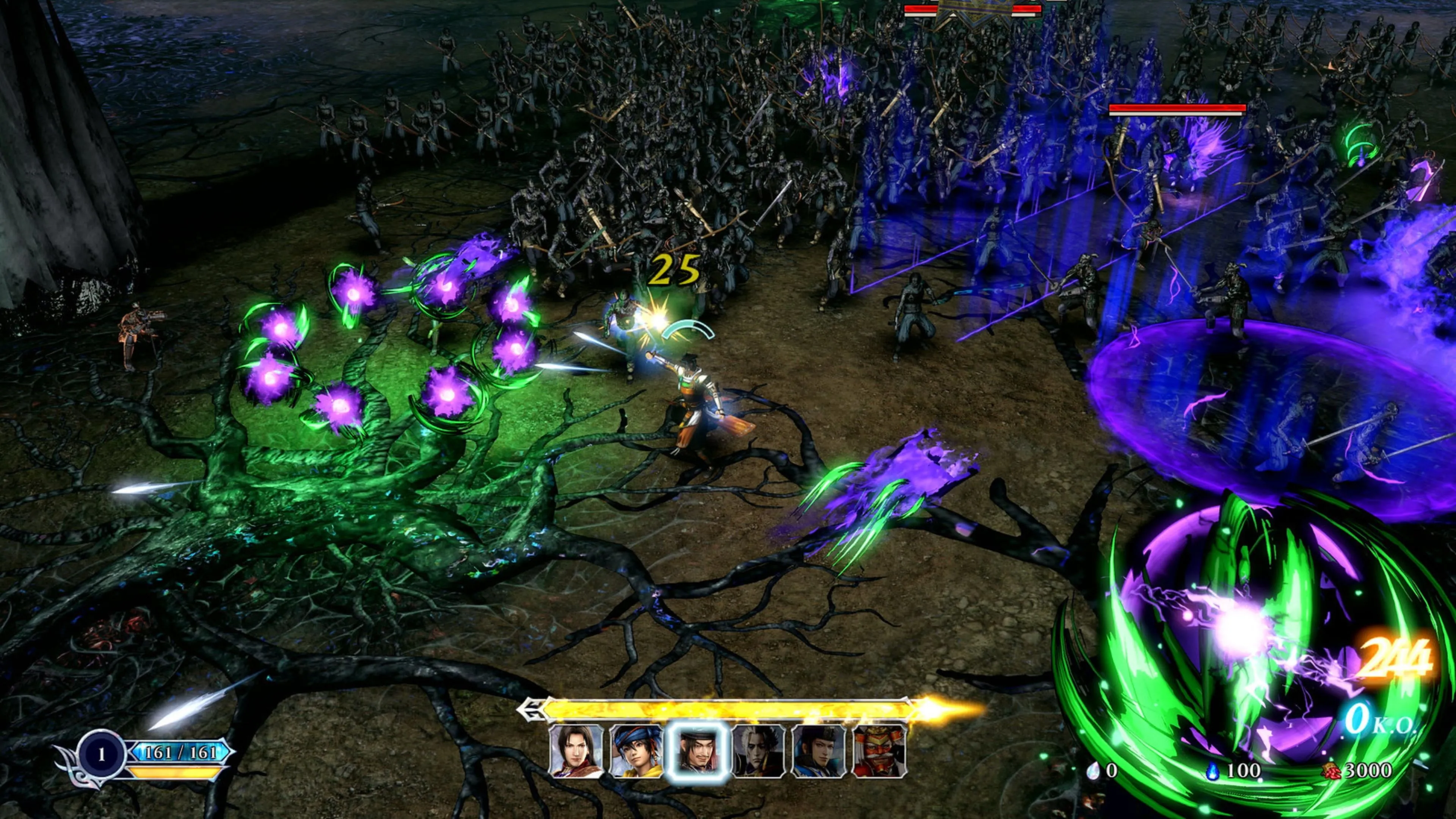 Cảnh chiến đấu đầy hiệu ứng trong game Warriors Abyss