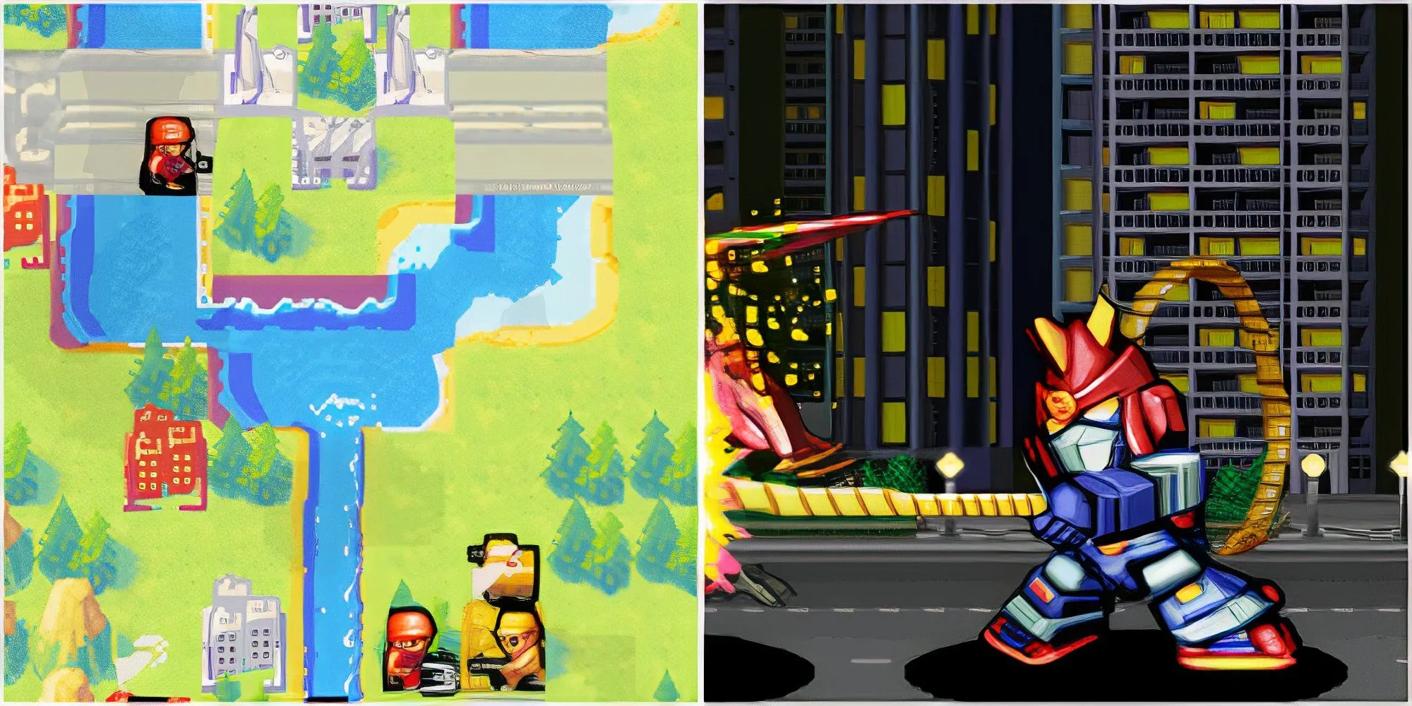 Cảnh chiến đấu trong game Advance Wars Dual Strike và Super Robot Wars L