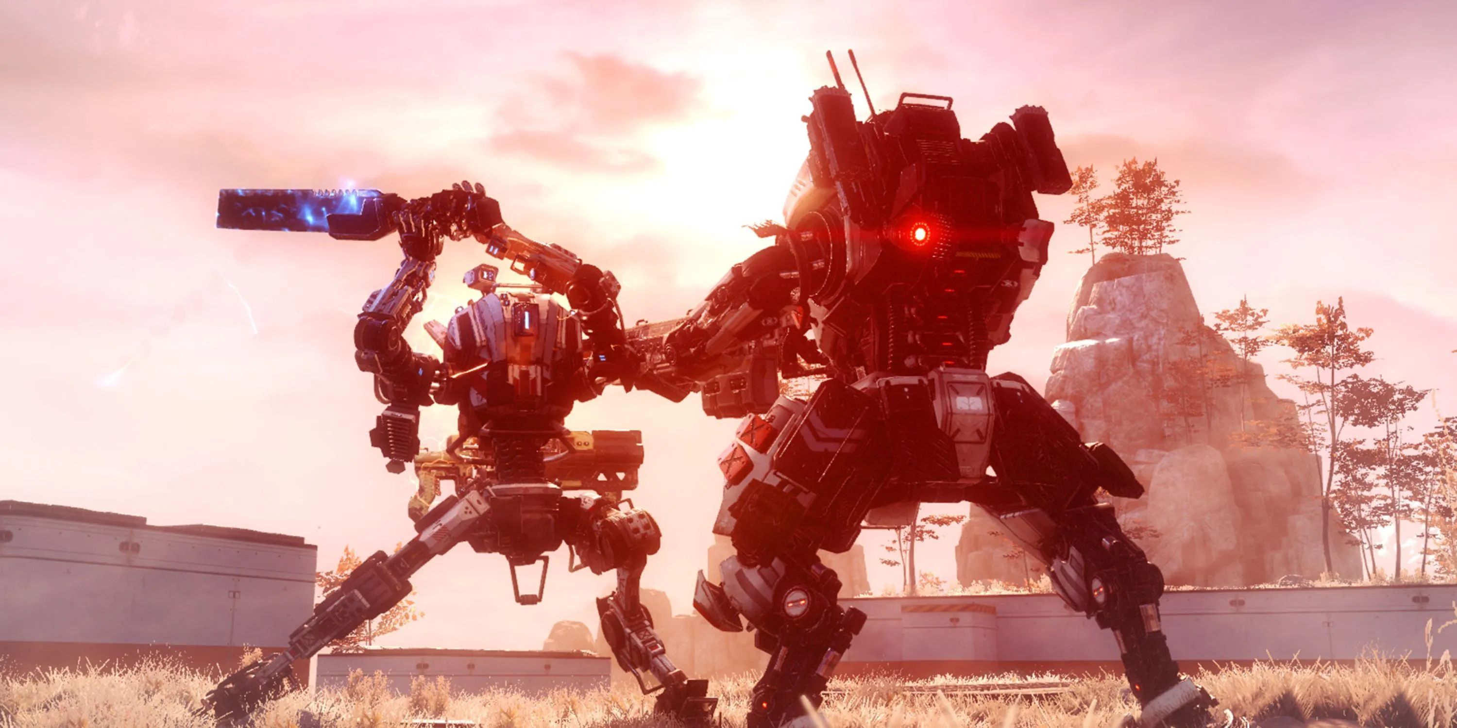 Cảnh giao tranh cận chiến giữa các mech trong game Titanfall 2, minh họa môi trường multiplayer