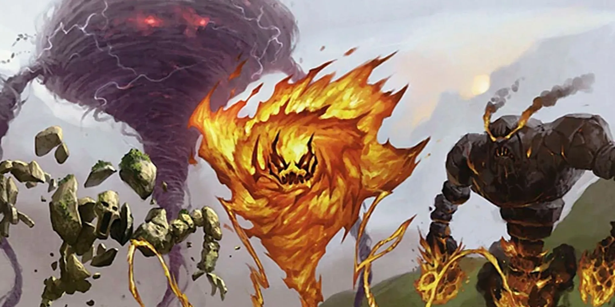 Dàn các nguyên tố ma thuật (lửa, bão, khí, khói và đá) trong thế giới Dungeons &amp; Dragons.