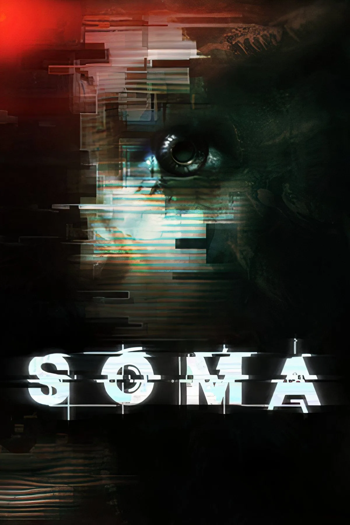 Giao diện của game SOMA cho thấy một hành lang dưới nước bị ngập và hỏng hóc.