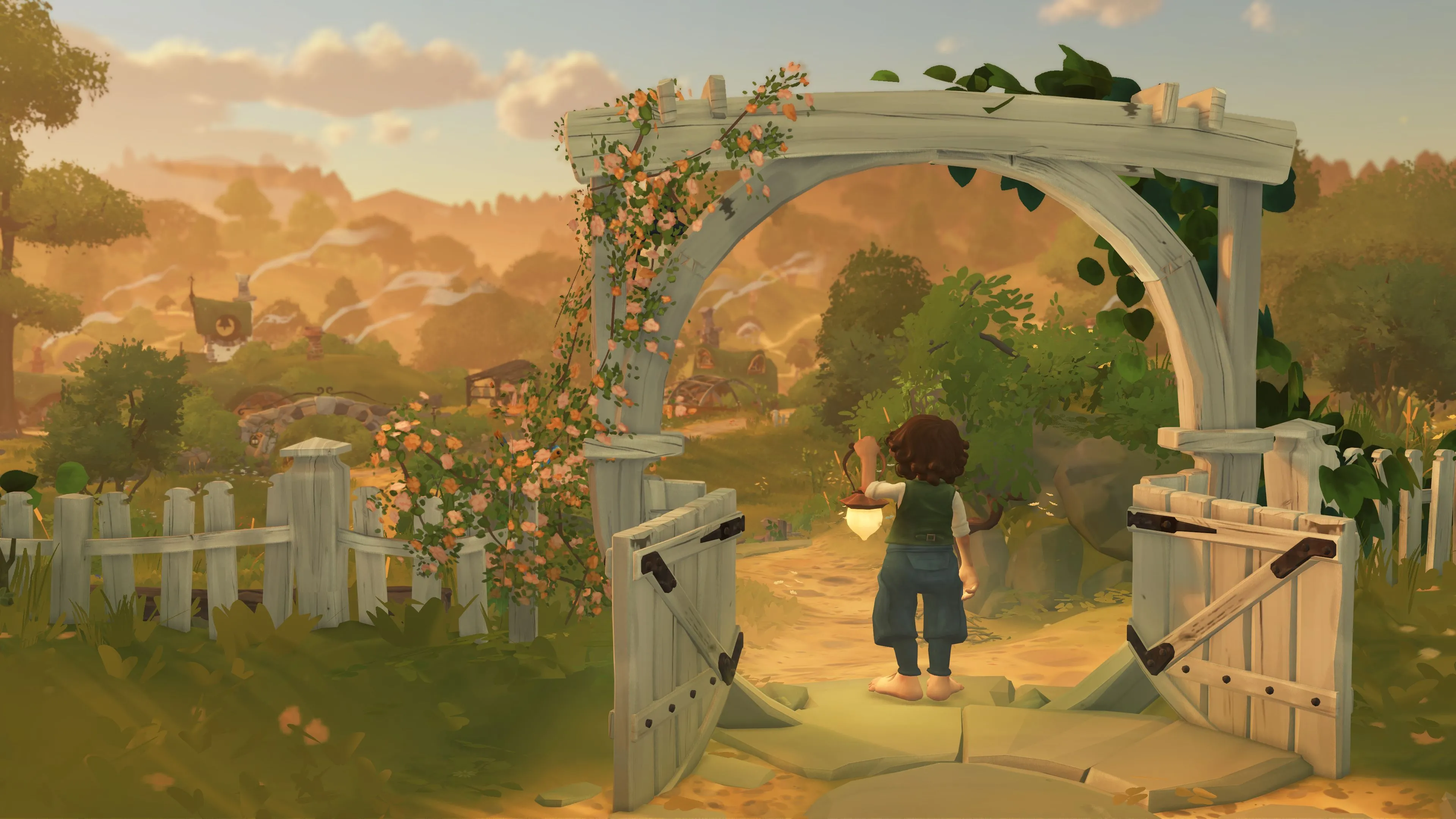 Giao diện game Tales of the Shire với cảnh Hobbits sống trong làng Bywater