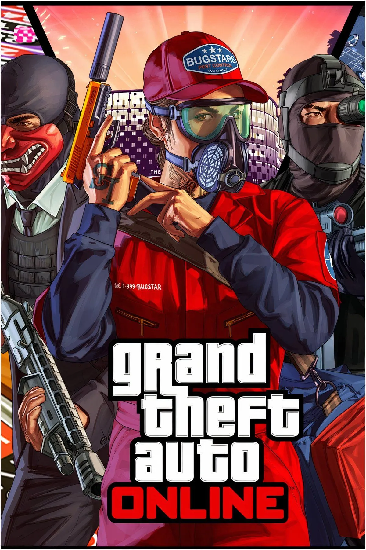 Hình ảnh bìa game Grand Theft Auto Online, cổng game trực tuyến đầy năng động của Rockstar Games.