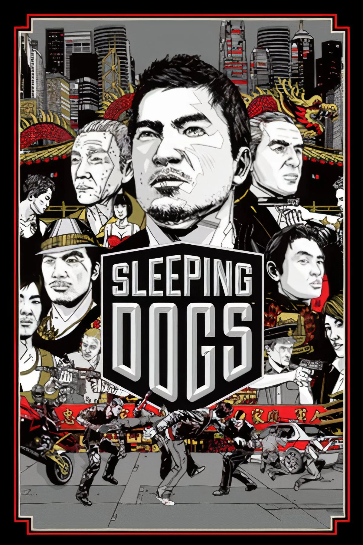 Hình ảnh bìa game Sleeping Dogs với nhân vật chính Wei Shen trong một con hẻm tối
