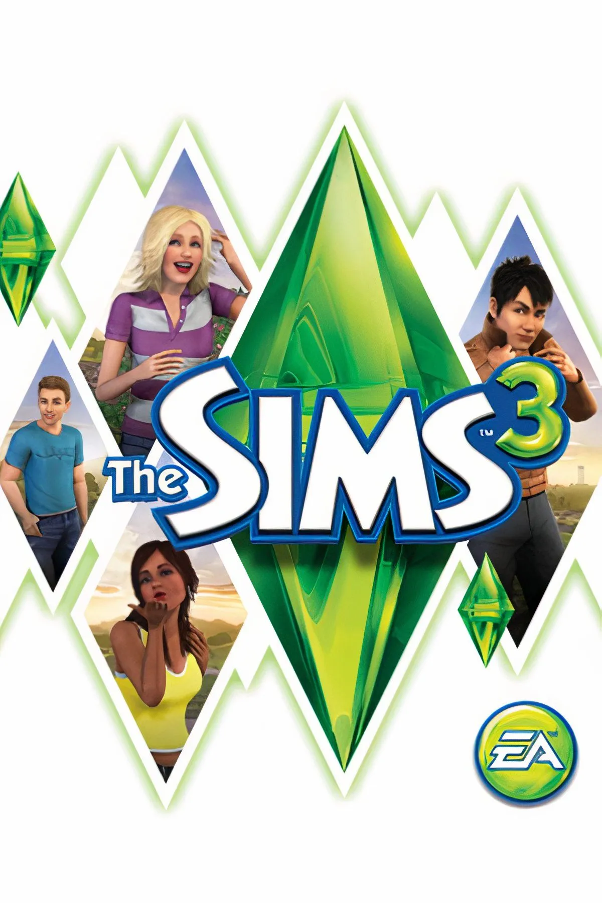 Hình ảnh bìa game The Sims 3 với các Sim đang tương tác trong môi trường thế giới mở