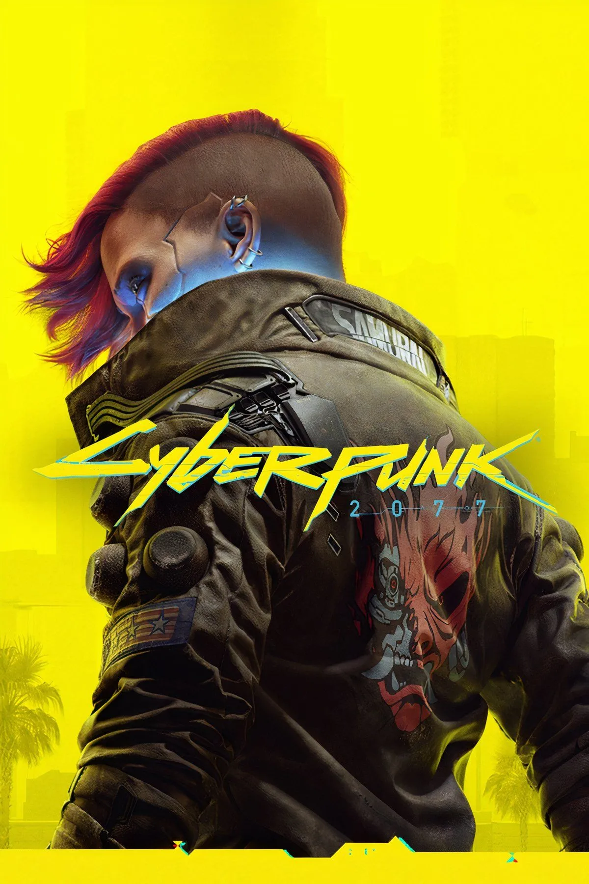 Nhân vật V và Johnny Silverhand trước cảnh Night City trong Cyberpunk 2077