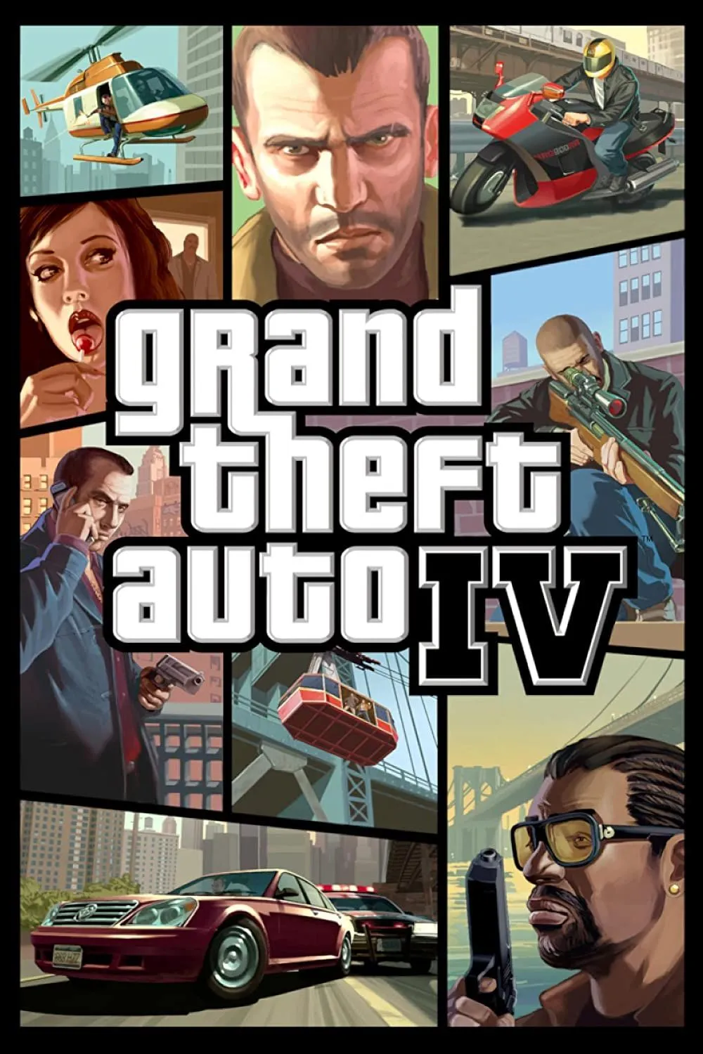 Niko Bellic đứng cạnh taxi vàng tại Liberty City trong Grand Theft Auto 4