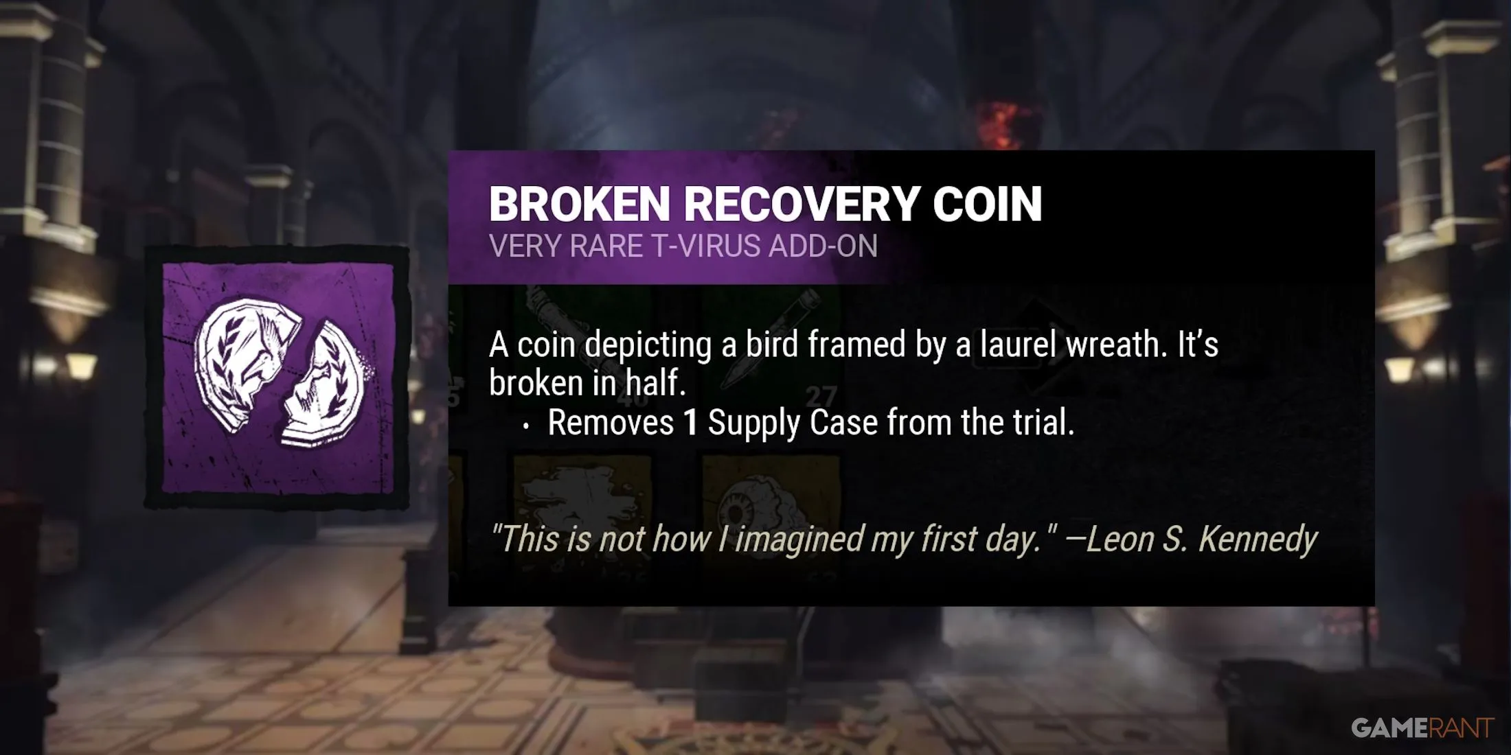 Phụ kiện Broken Recovery Coin của Nemesis, giảm số lượng hộp tiếp tế cho người sống sót