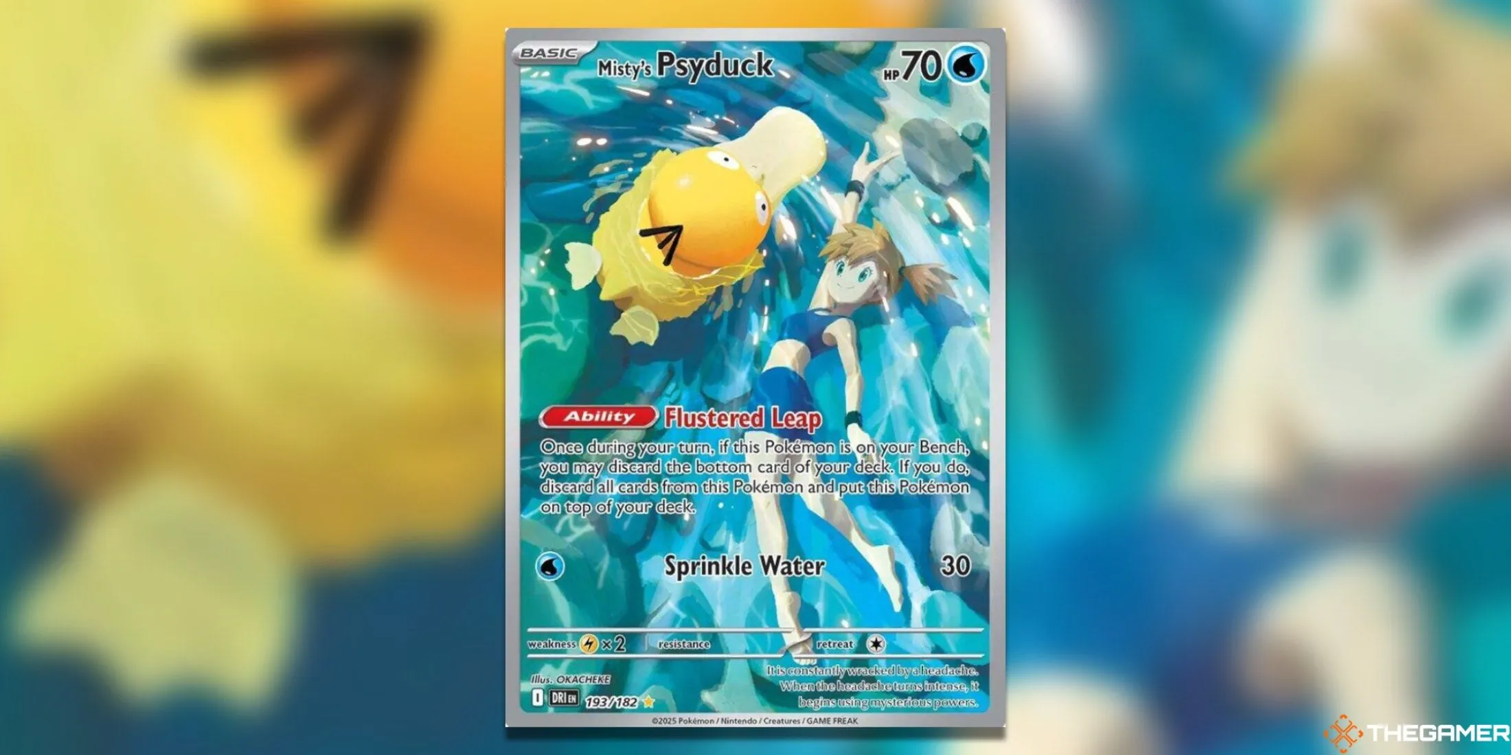 Psyduck của Misty Illustration Rare đáng yêu trong bộ Pokémon TCG Destined Rivals, một điểm nhấn bất ngờ.
