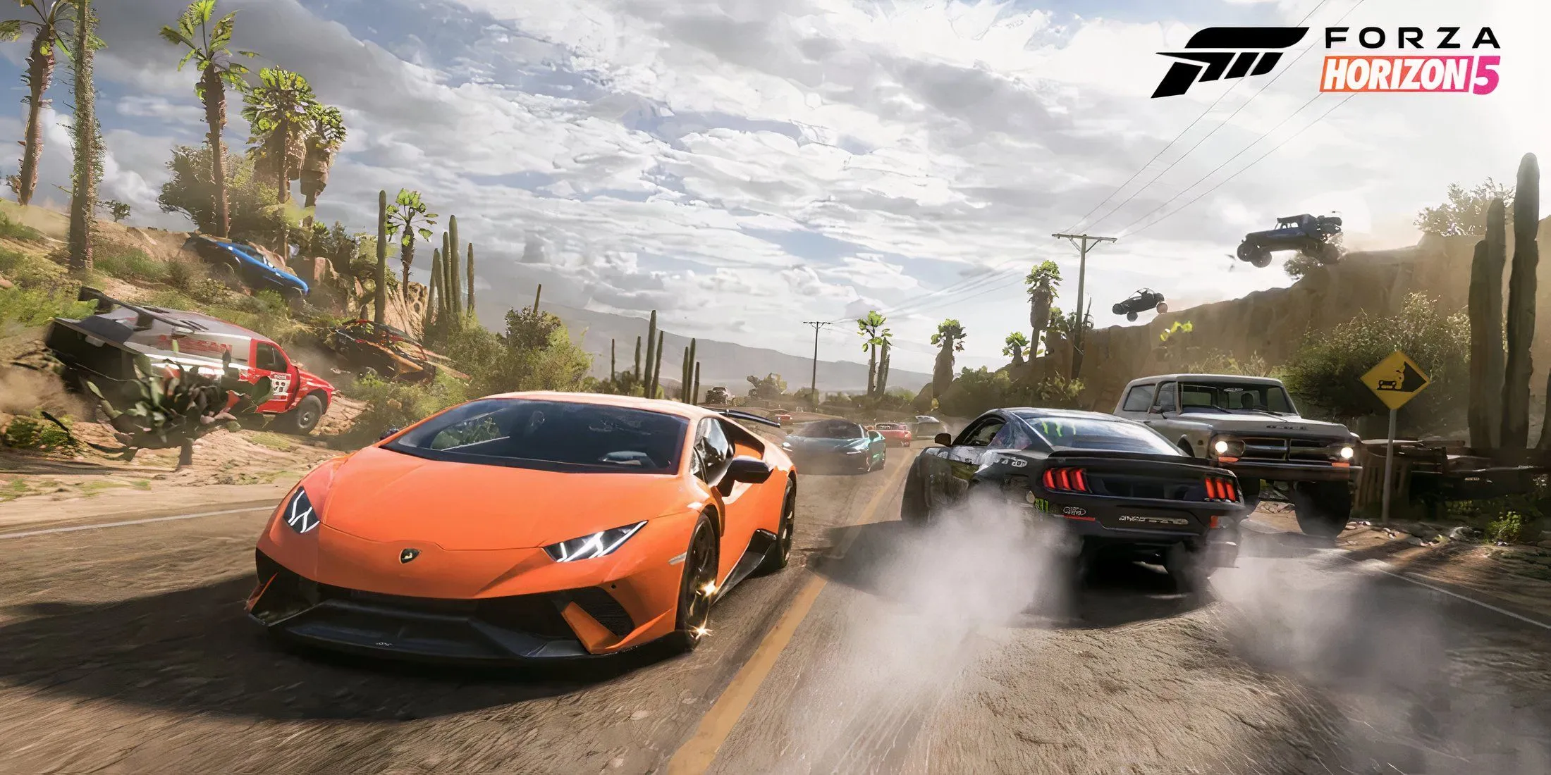 Siêu xe đang đua trong khung cảnh tuyệt đẹp của Forza Horizon 5