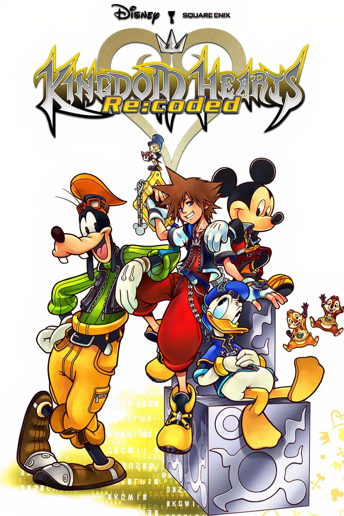 Sora trong Kingdom Hearts Re:Coded với hình ảnh 3D và các nhân vật Disney quen thuộc.