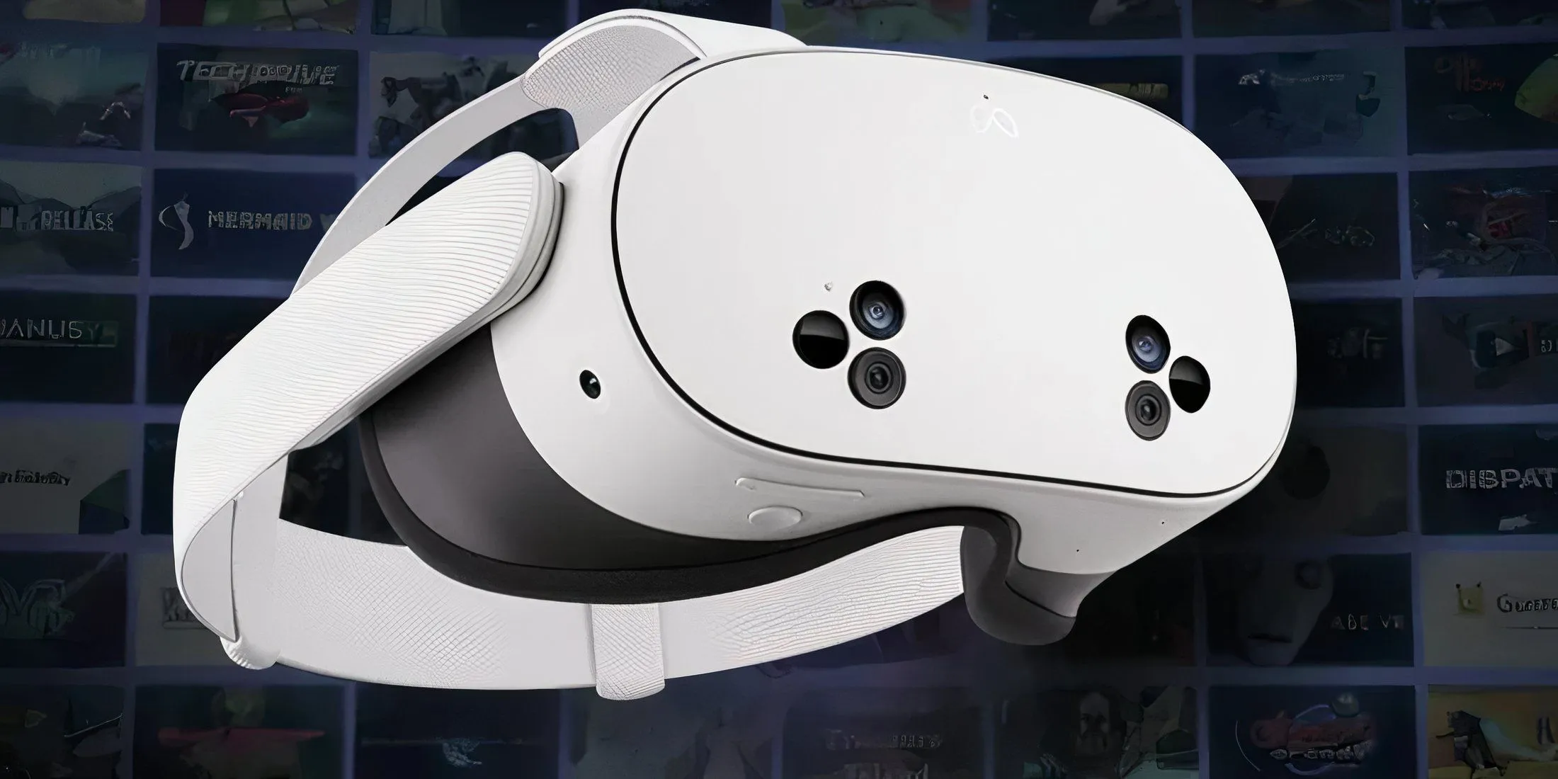 Tai nghe Meta Quest 3S và bộ điều khiển nằm cạnh nhiều bìa game VR phổ biến