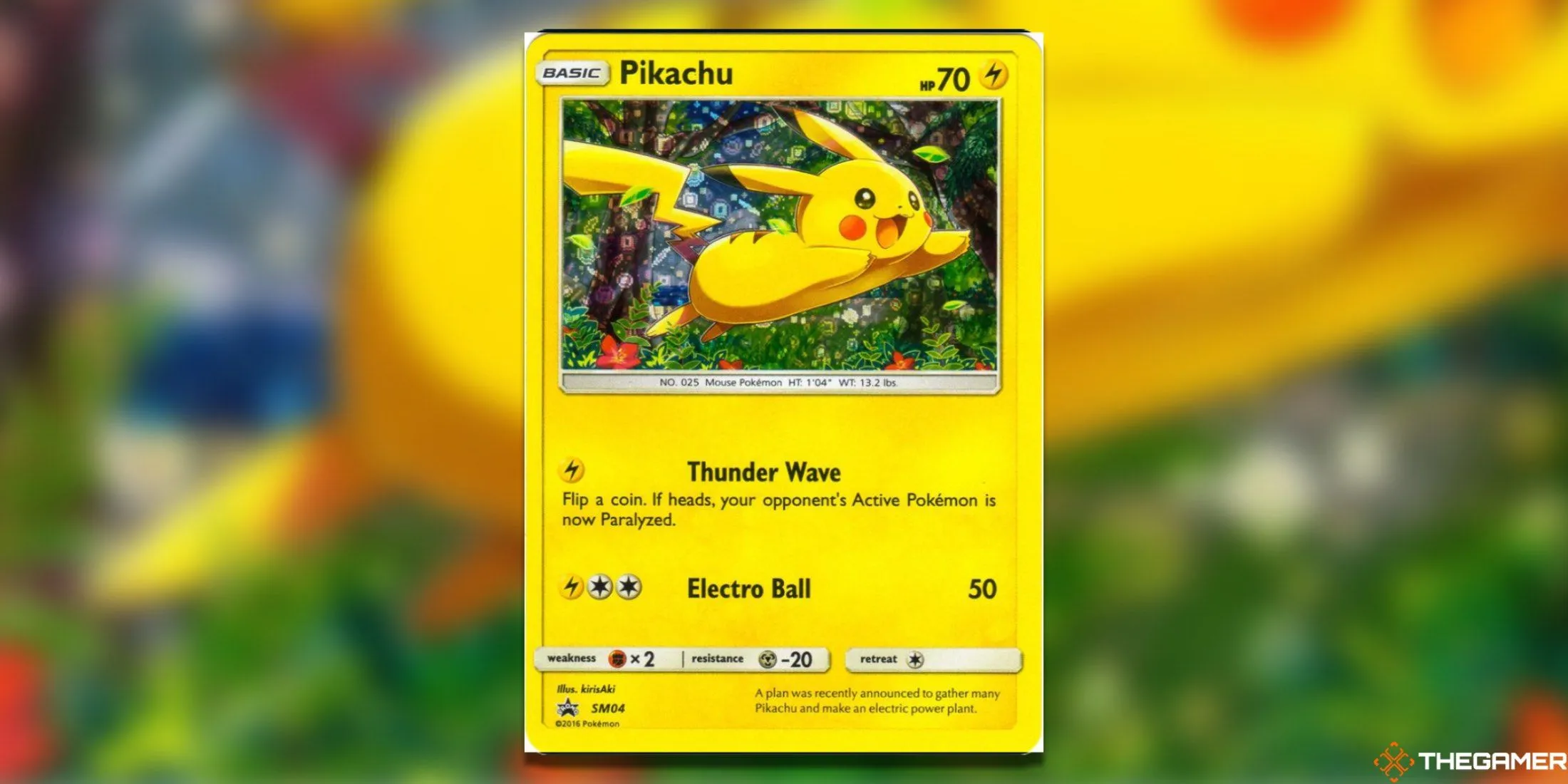 Thẻ bài Pokemon TCG Pikachu SM04 General Mills với biểu cảm hạnh phúc