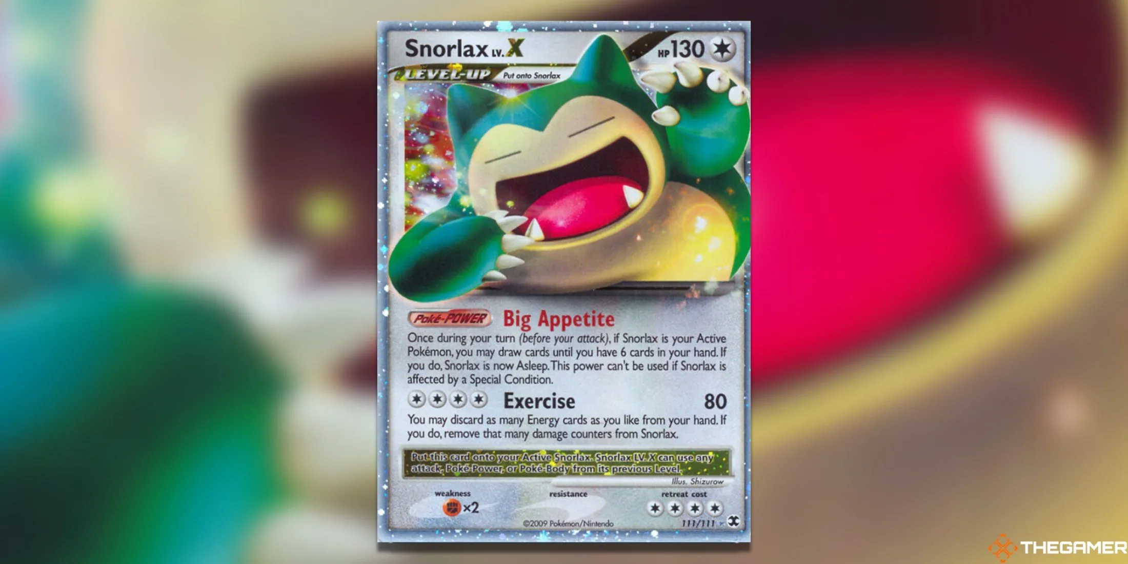 Thẻ bài Pokemon TCG Snorlax LV. X trong tư thế năng động, khác với dáng ngủ quen thuộc, từ bộ Rising Rivals