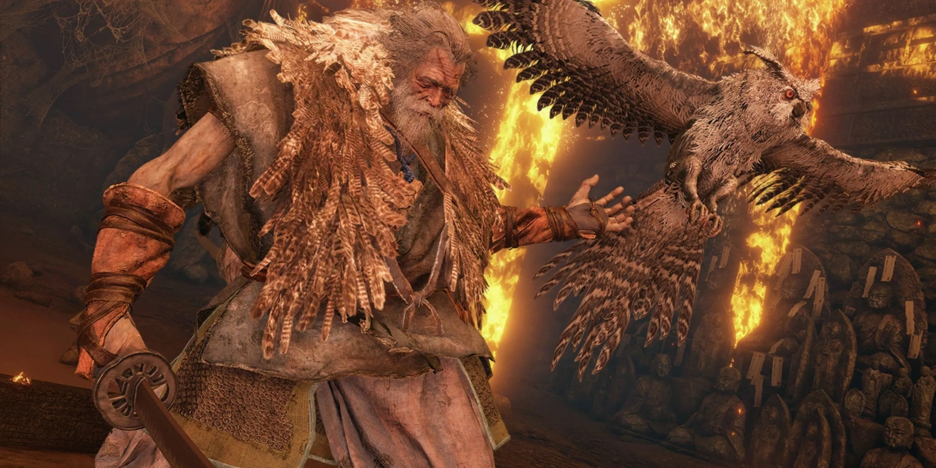 Trận đấu với Inner Owl (hay Owl Father), một trong những boss thách thức nhất Sekiro: Shadows Die Twice, sau khi cập nhật nội dung mới.