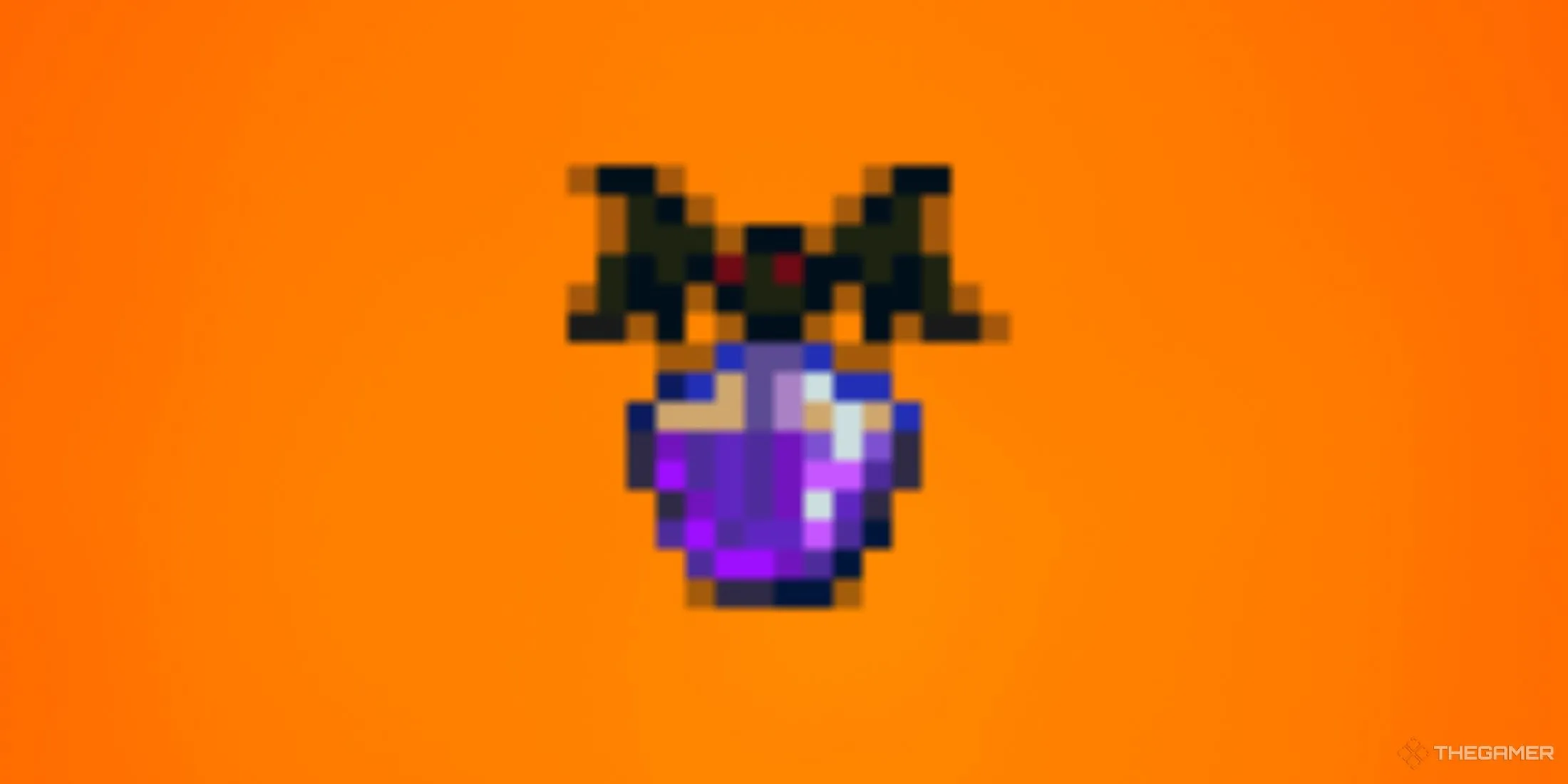 Vật phẩm Monster Musk của Stardew Valley, được đặt trên nền cam chuyển sắc, biểu tượng cho sức mạnh thu hút quái vật trong game.