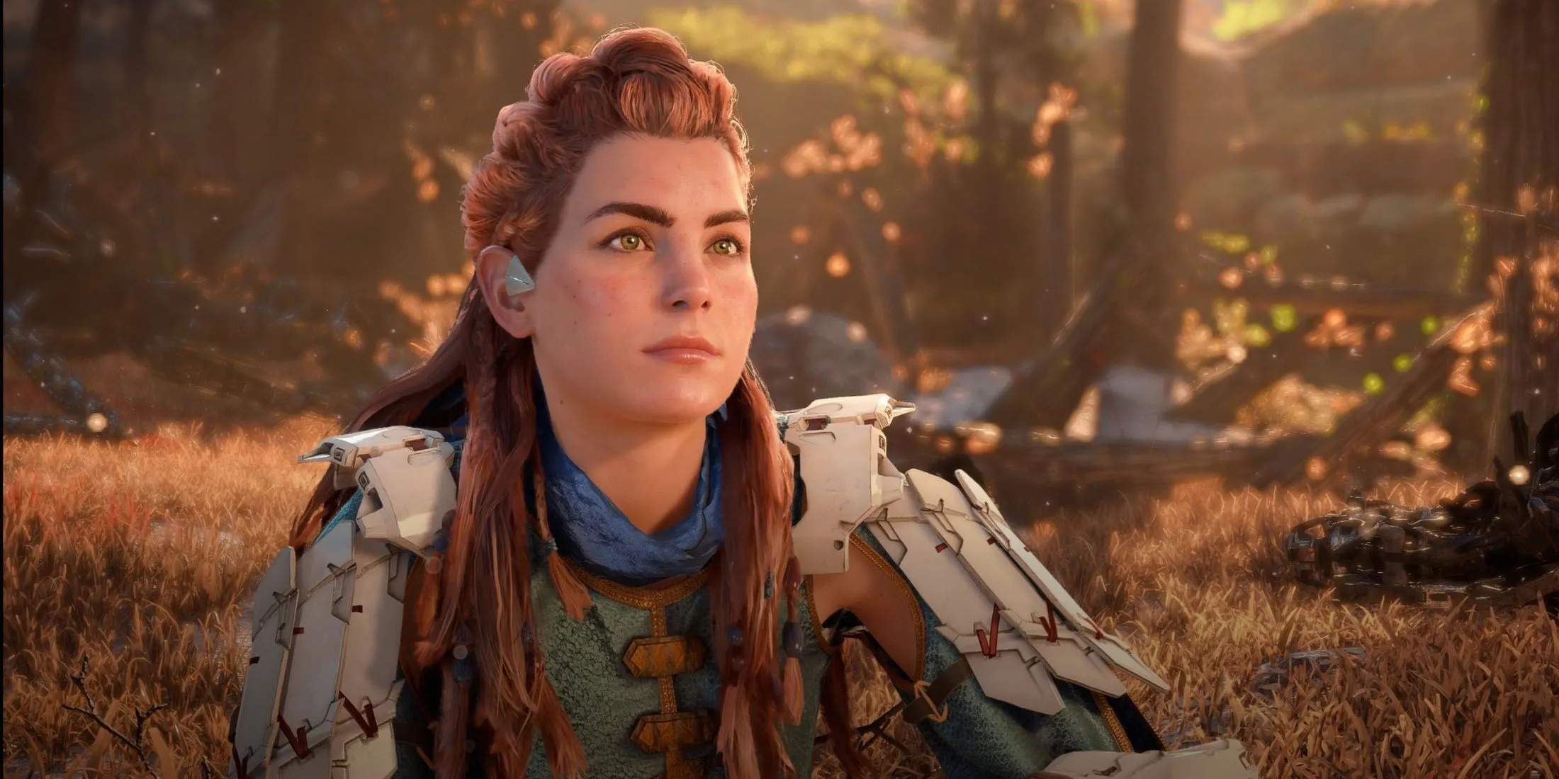 Aloy đang luyện tập trong Horizon Zero Dawn, nhân vật nổi tiếng với những lời thoại tự sự quá mức.