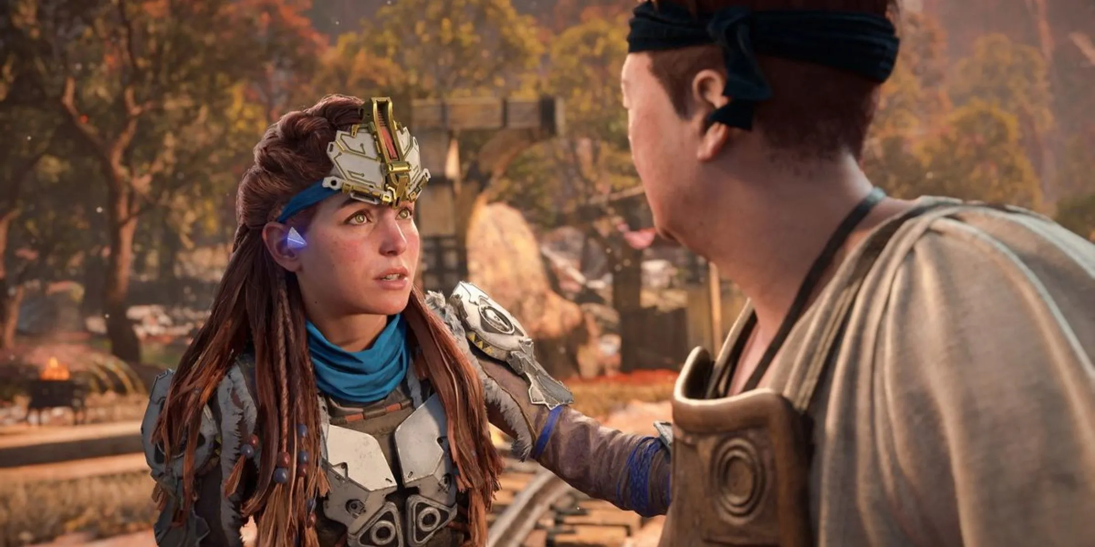 Aloy trong một nhiệm vụ phụ, minh họa sự đa dạng của gameplay Horizon Forbidden West và các loại kỹ năng