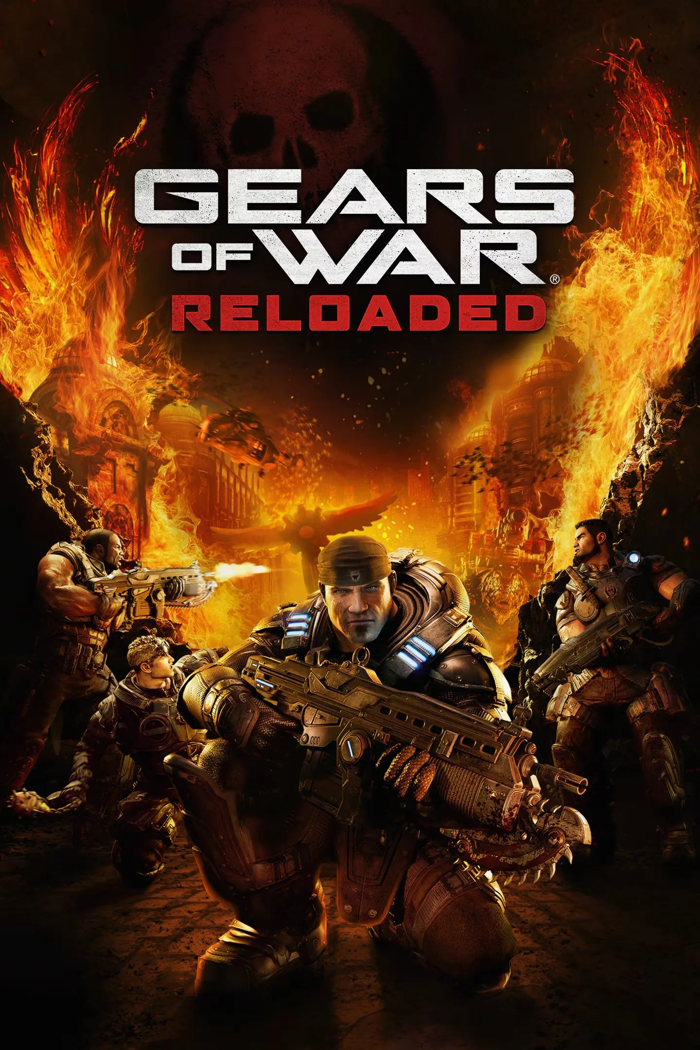 Ảnh bìa game Gears of War Reloaded với biểu tượng Cog và hình ảnh nhân vật Fenix.