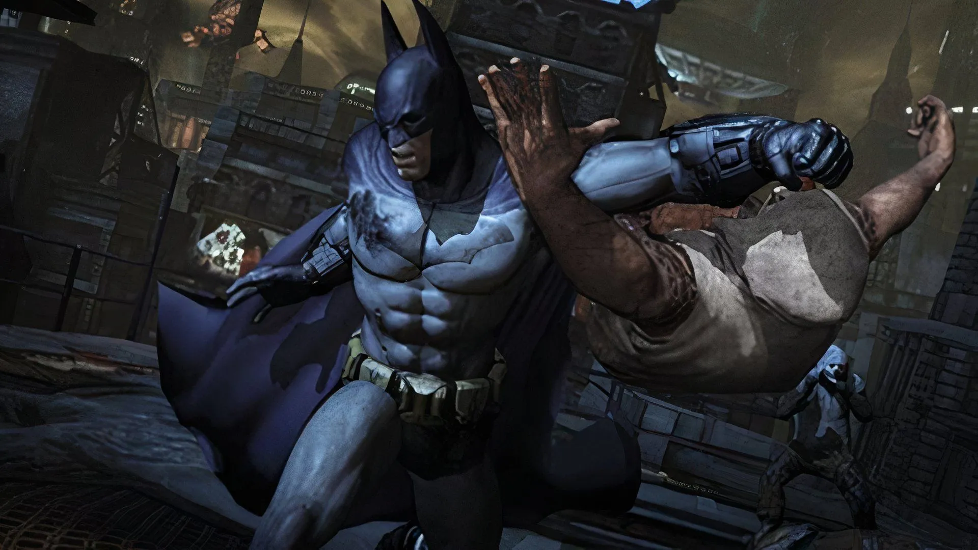 Batman tung cú đấm vào kẻ thù trong Arkham City