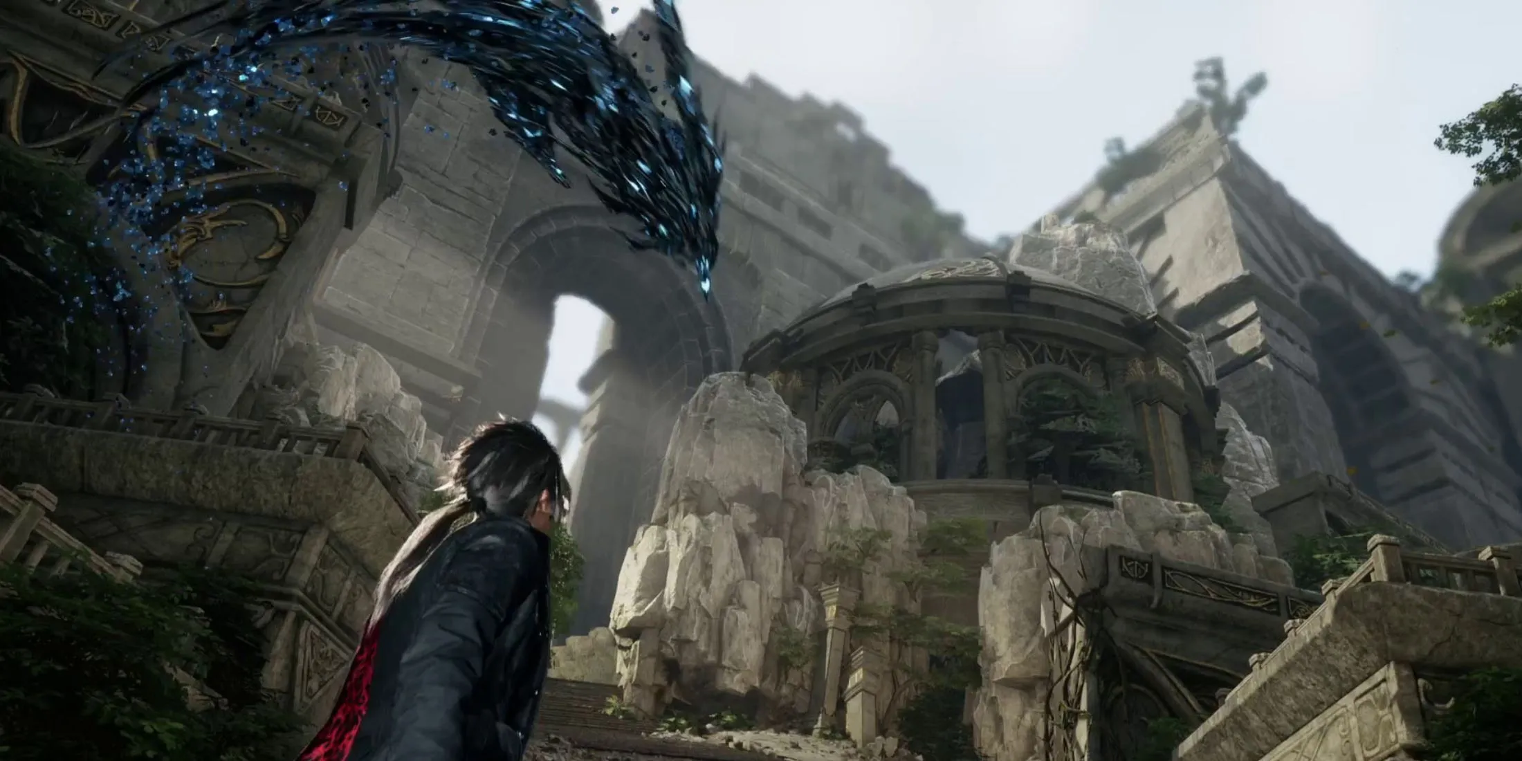 Cảnh gameplay Lost Soul Aside khi Kaser thực hiện cú nhảy vượt chướng ngại vật.