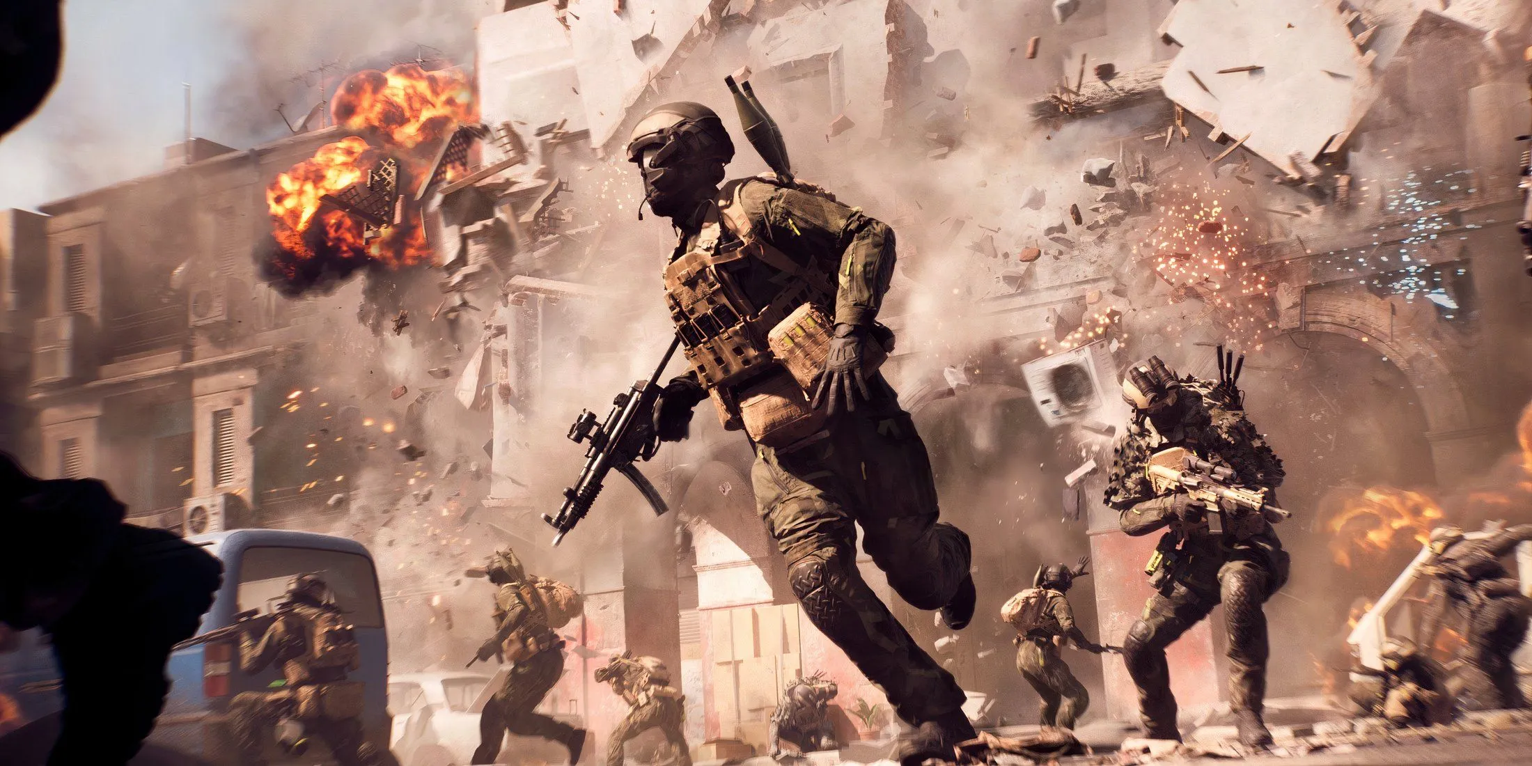 Cảnh quan thành phố hoặc khu công nghiệp trong Battlefield 6 với hiệu ứng màu sắc ấn tượng, có thể là một phần của bản đồ Blackwell Field.