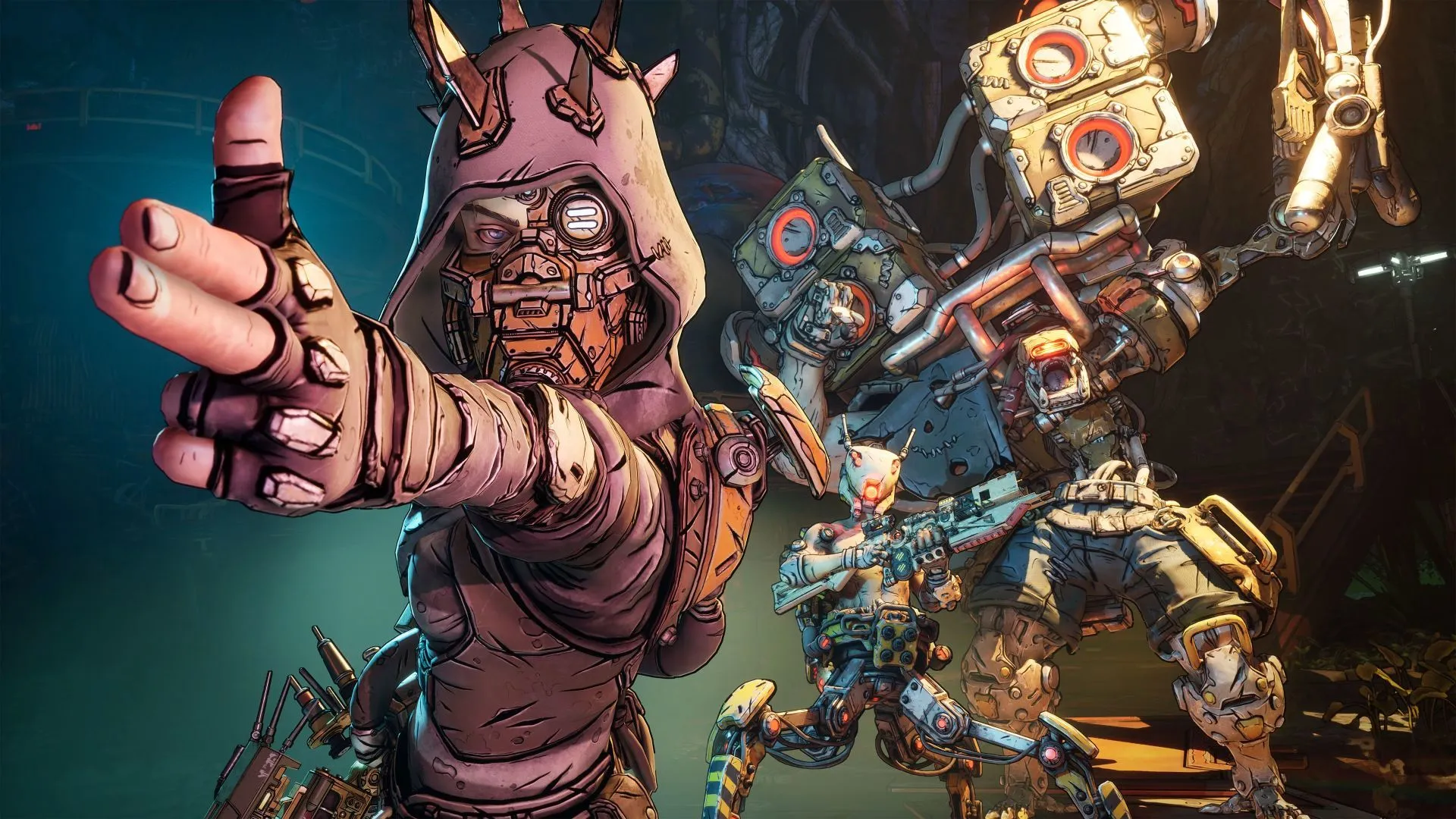 Hình ảnh quảng bá Borderlands 4 với tay súng cướp biển cầm súng ngón tay