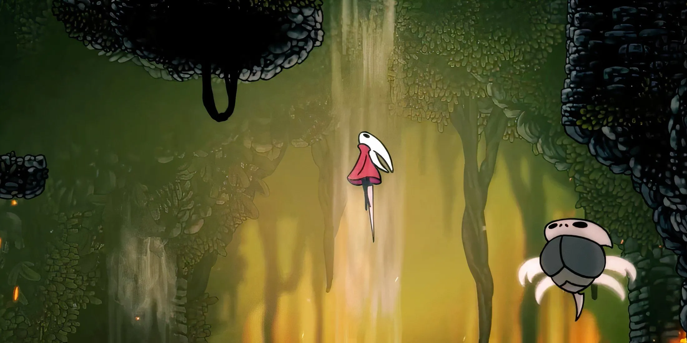 Hornet tận dụng luồng gió để vượt qua các thử thách trong game.