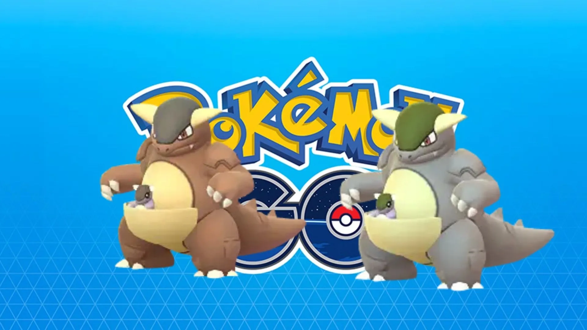 So sánh Kangaskhan thường màu nâu và Shiny Kangaskhan màu xám nhạt trong Pokemon GO
