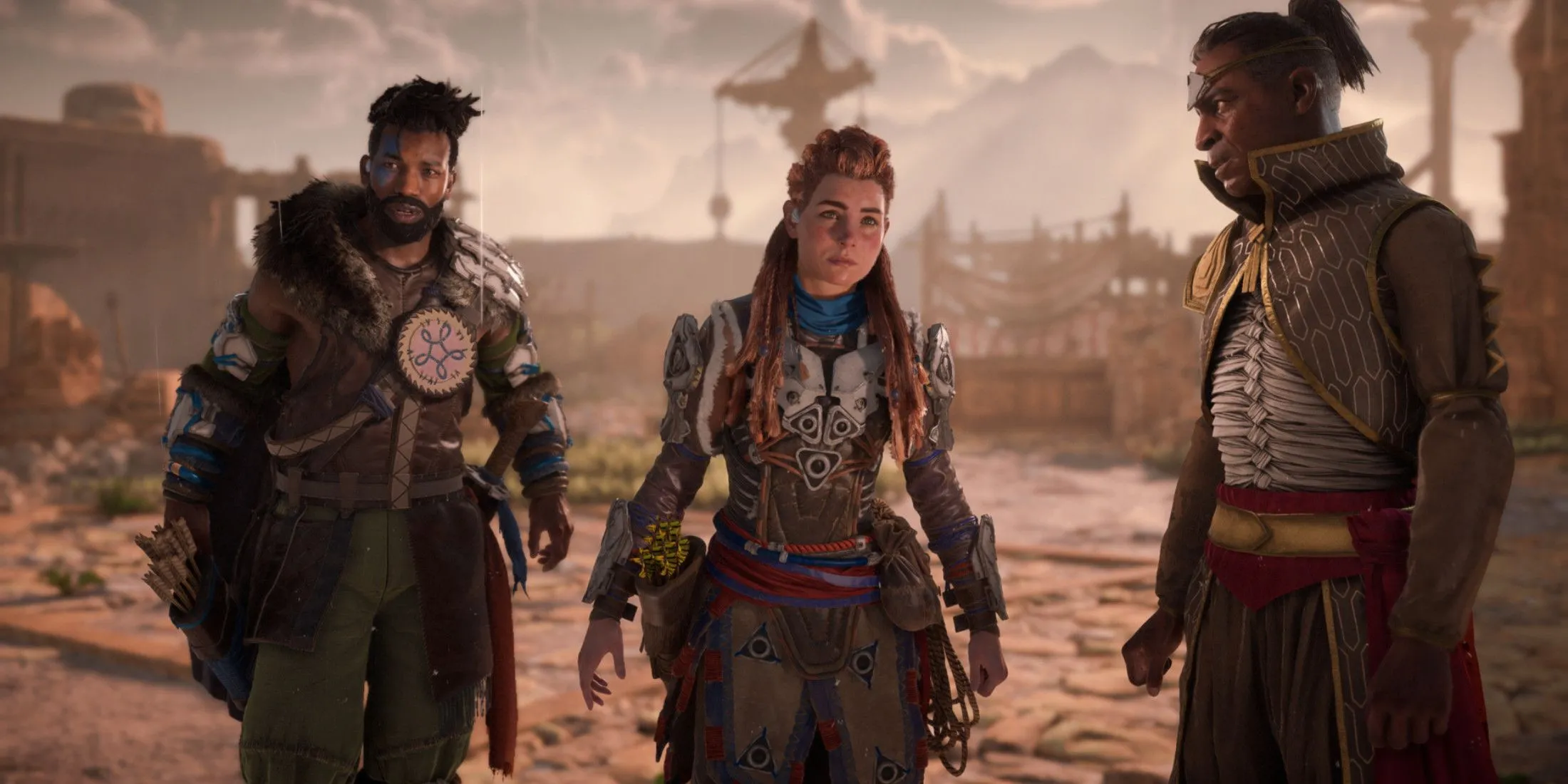 Varl và Aloy cùng nhau trong Horizon Forbidden West, tượng trưng cho mối quan hệ đồng hành quan trọng trong cốt truyện